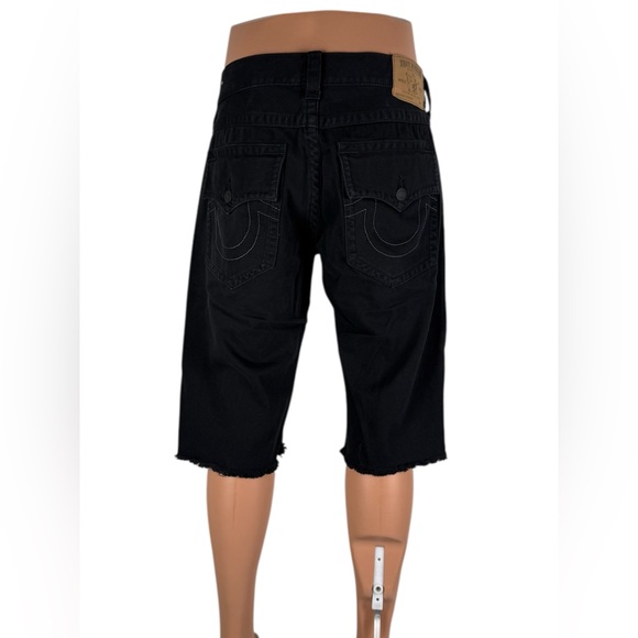 True Religion Mens 36 Cut Off Shorts 5 Pocket Black Denim Cotton 15” Inseam - Picture 4 of 11